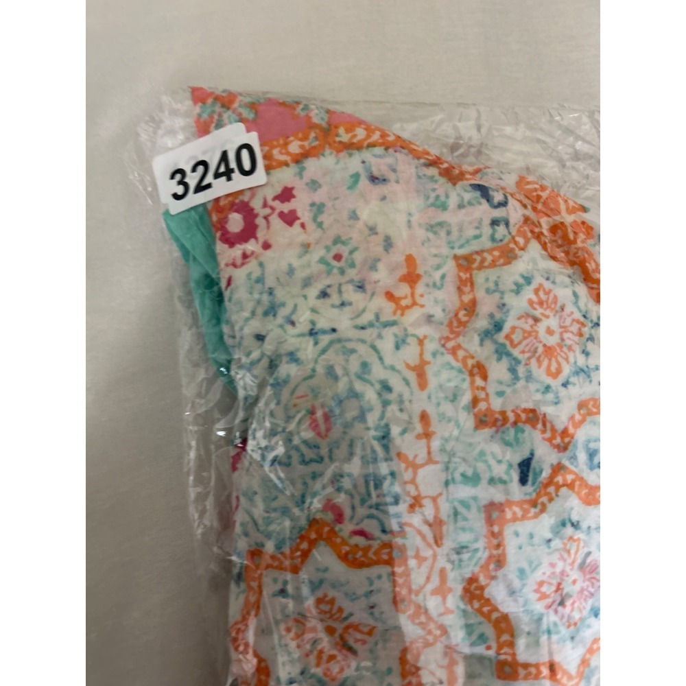 Sigrid Olsen Womens Boho‎ Coastal Peasant Top M Orange Geometric Cottage Artsy - Picture 8 of 8